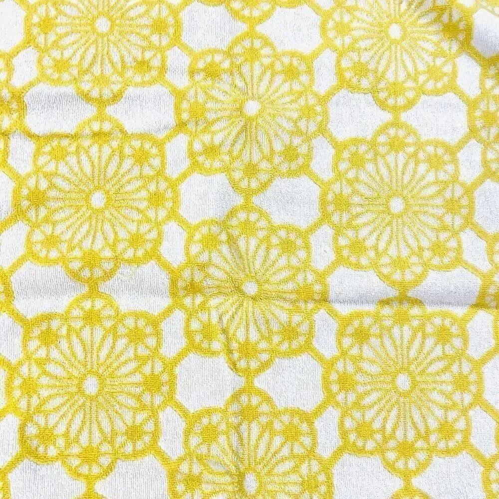 RARE Vintage 1960s Western Germany Move Cotton Yellow White Floral Towel 39 x 19